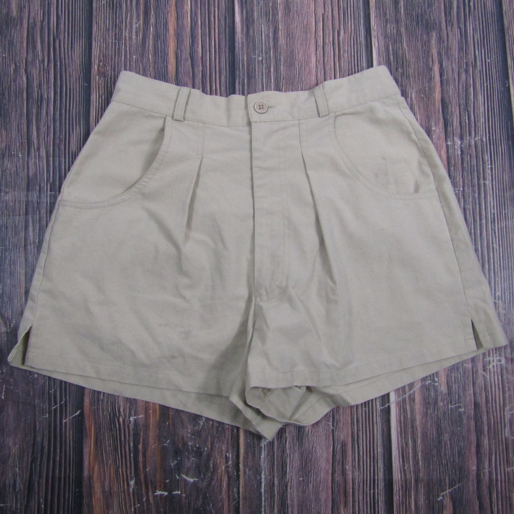 Palmetto's Shorts Women 9 Khaki Vintage High Waisted Pleated Cotton Blend